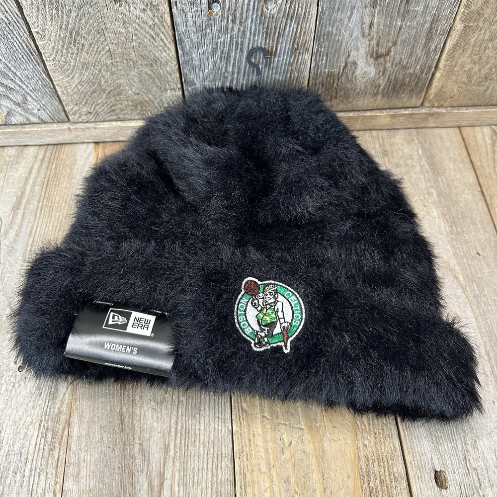 NWT New Era NBA Women's Boston Celtics New Era Black Fuzzy Thick Cuffed Knit Hat